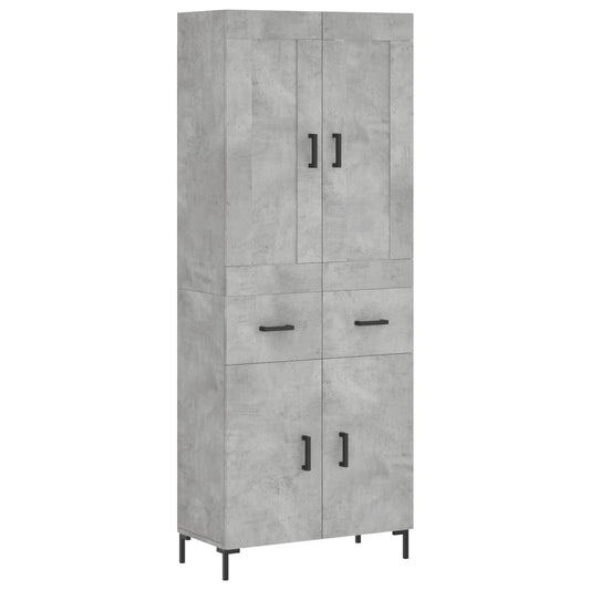 vidaXL Highboard Concrete Grey 69,5x34x180 cm Engineered Wood