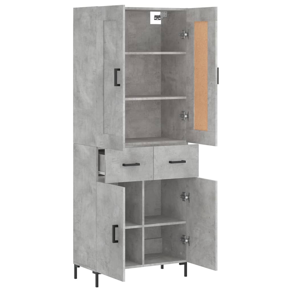 vidaXL Highboard Concrete Grey 69,5x34x180 cm Engineered Wood