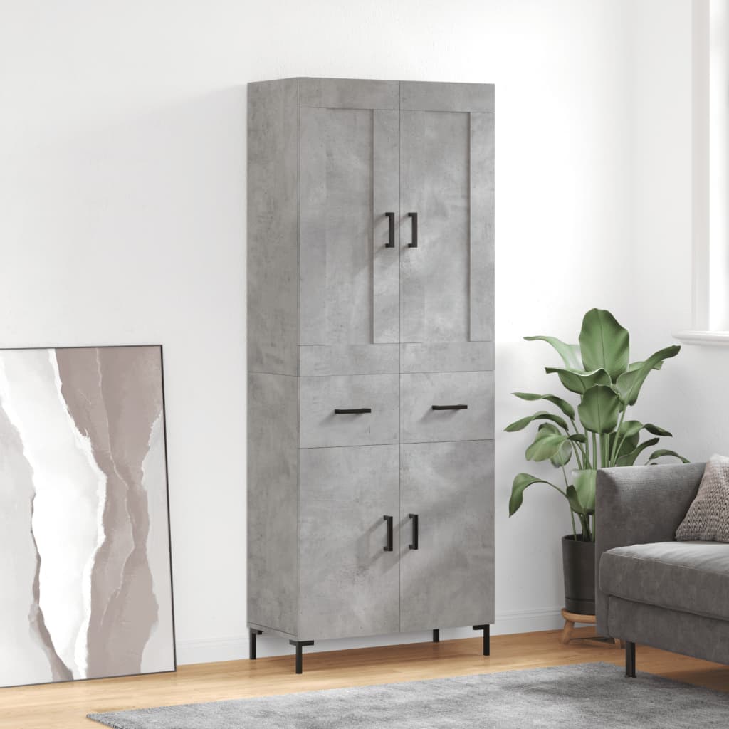 vidaXL Highboard Concrete Grey 69,5x34x180 cm Engineered Wood