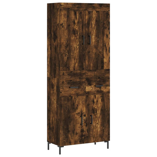 vidaXL Highboard Smoked Oak 69.5x34x180 cm Engineered Wood