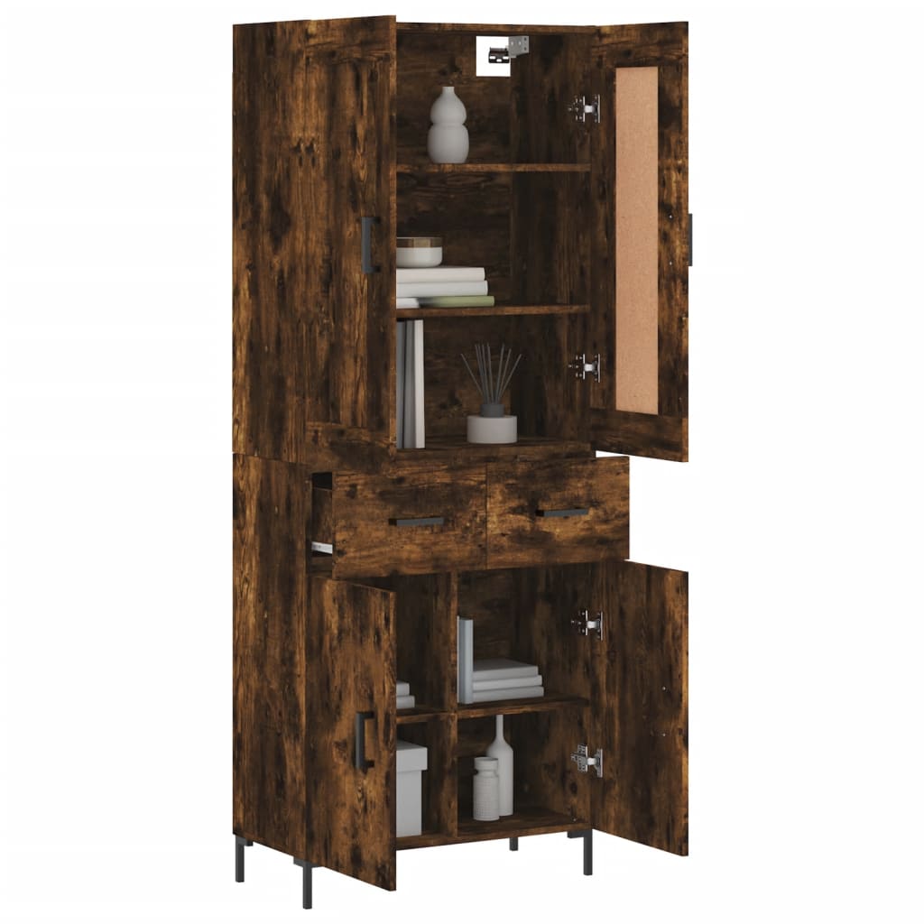 vidaXL Highboard Smoked Oak 69.5x34x180 cm Engineered Wood