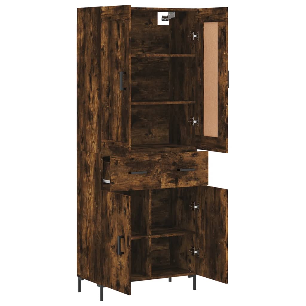 vidaXL Highboard Smoked Oak 69.5x34x180 cm Engineered Wood