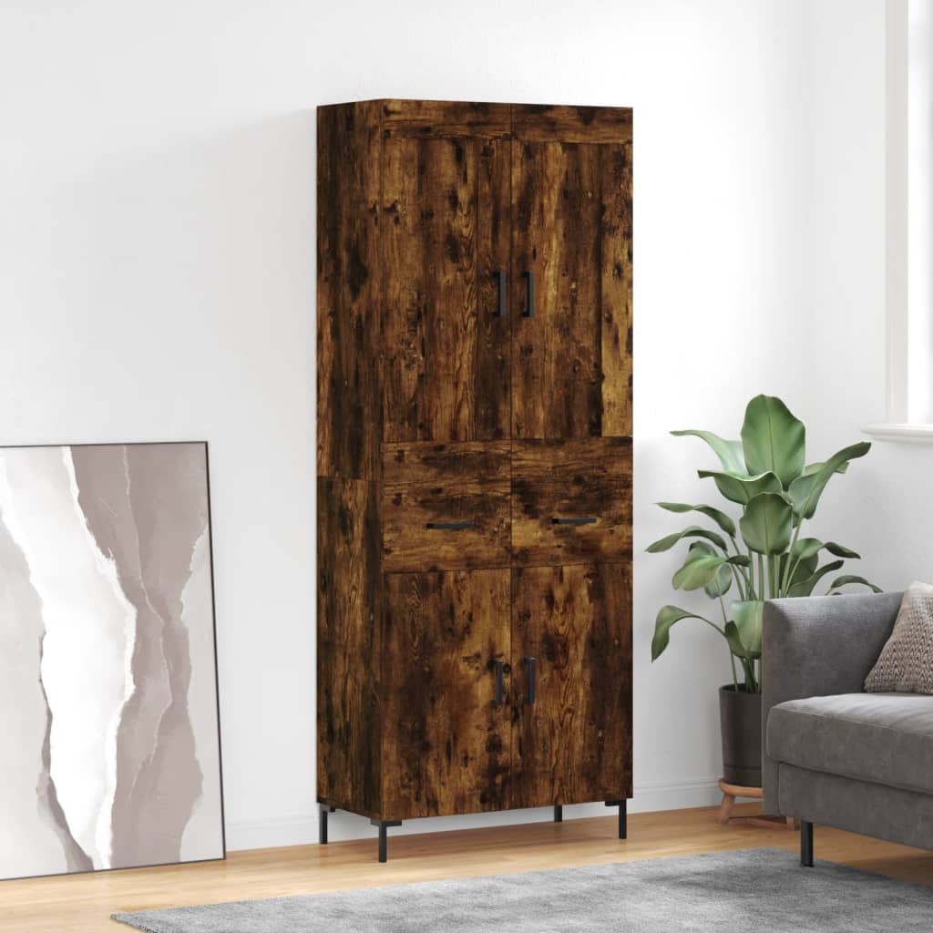 vidaXL Highboard Smoked Oak 69,5x34x180 cm Engineered Wood