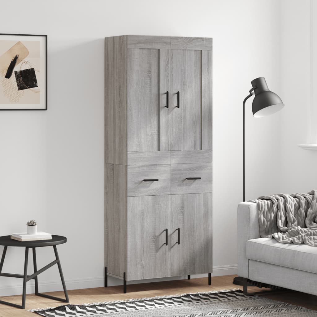 vidaXL Highboard Grey Sonoma 69,5x34x180 cm Engineered Wood