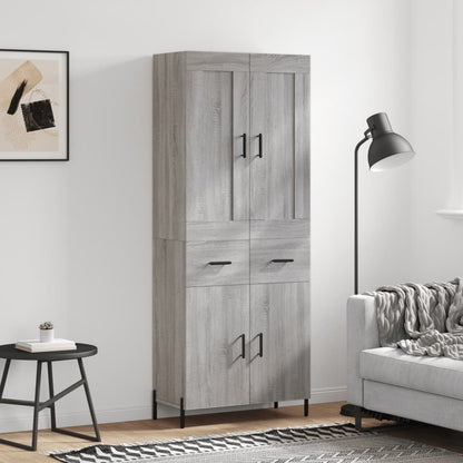 vidaXL Highboard Grey Sonoma 69,5x34x180 cm Engineered Wood