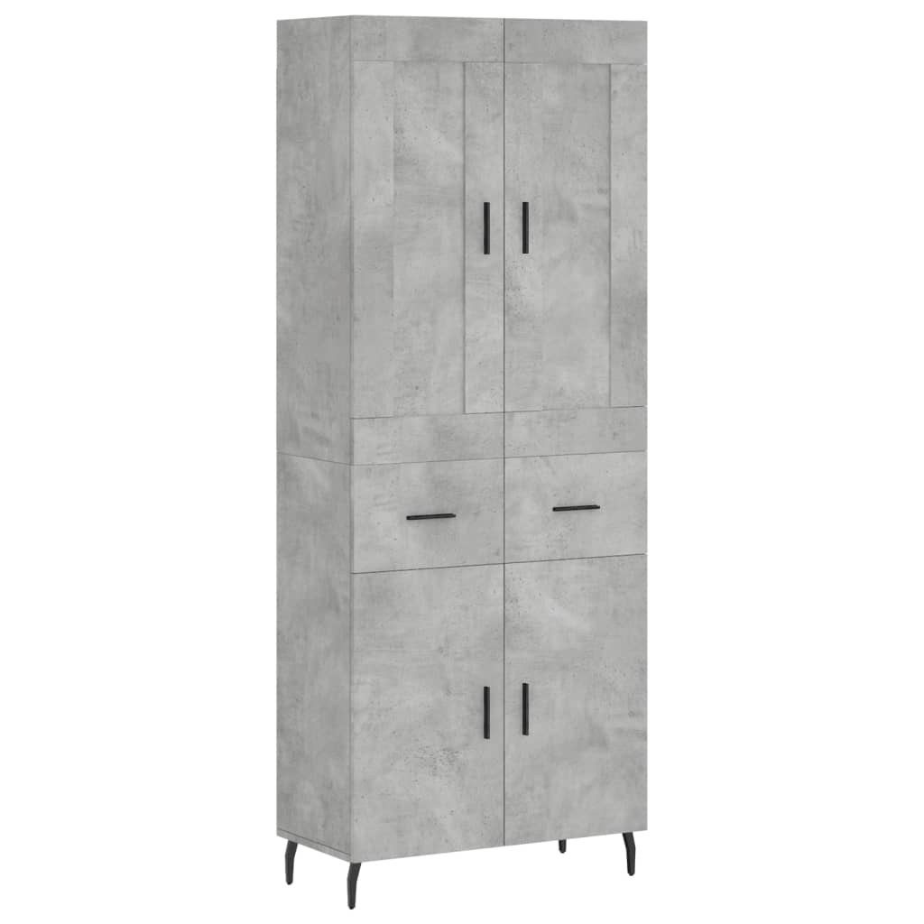 vidaXL Highboard Concrete Grey 69,5x34x180 cm Engineered Wood