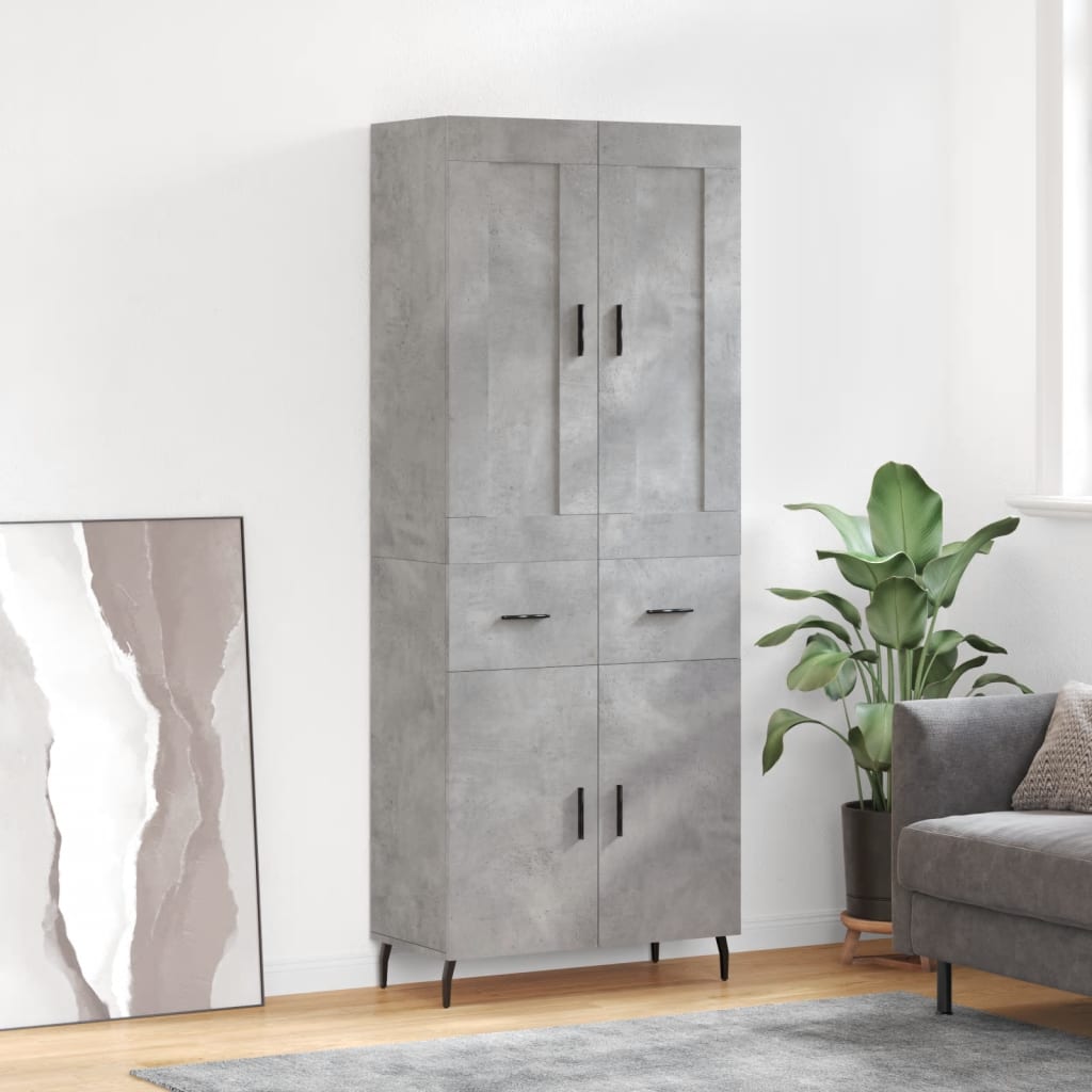 vidaXL Highboard Concrete Grey 69,5x34x180 cm Engineered Wood