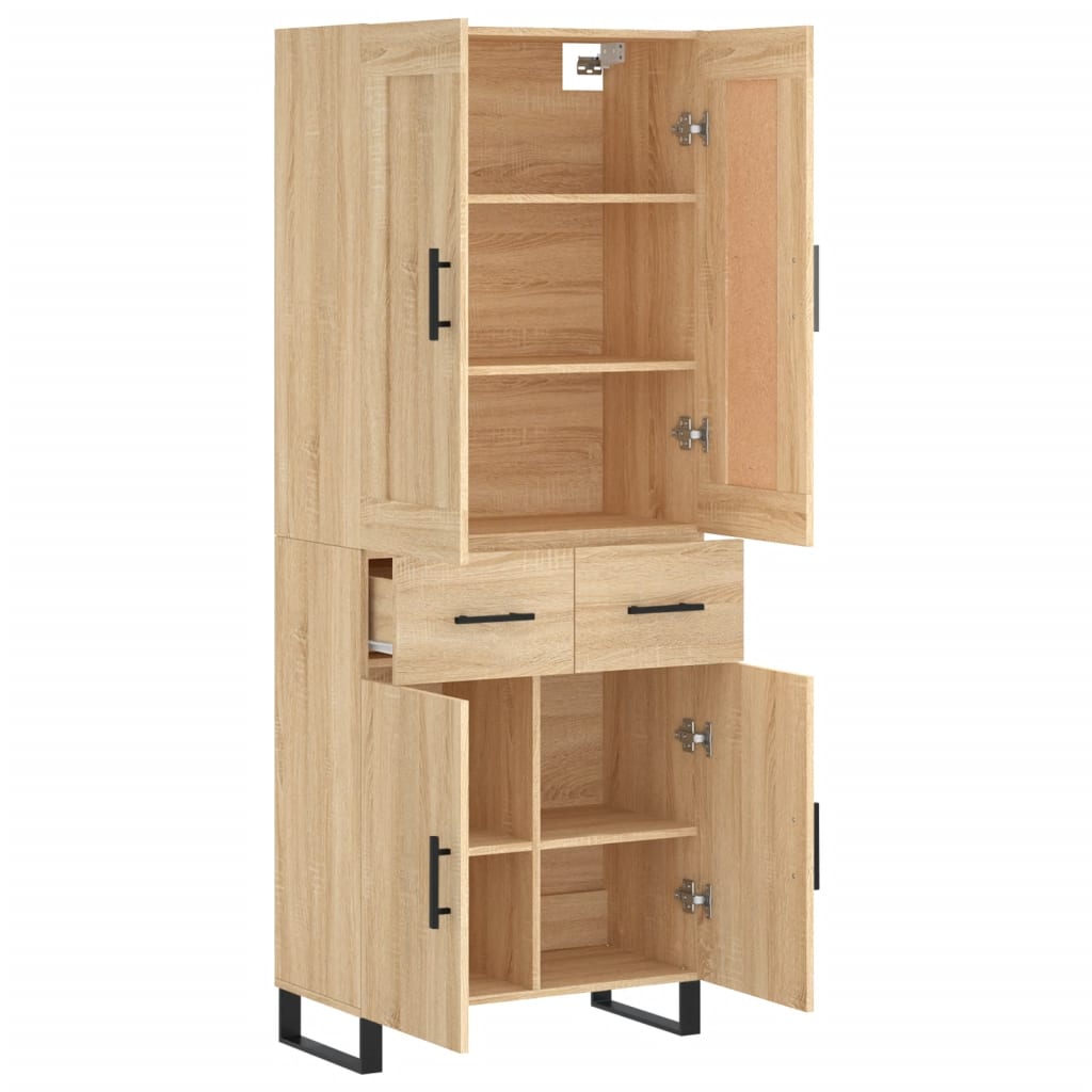 vidaXL Highboard Sonoma Oak 69,5x34x180 cm Engineered Wood