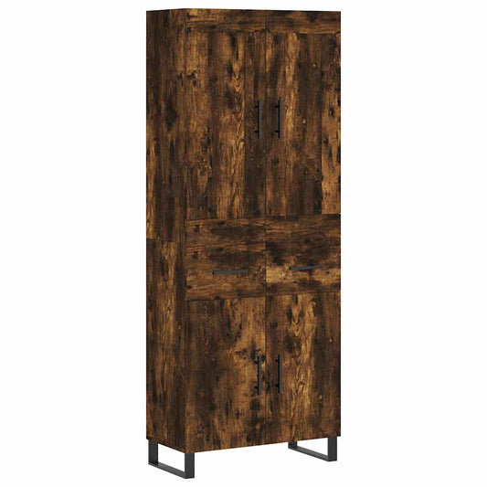 vidaXL Highboard Smoked Oak 69,5x34x180 cm Engineered Wood