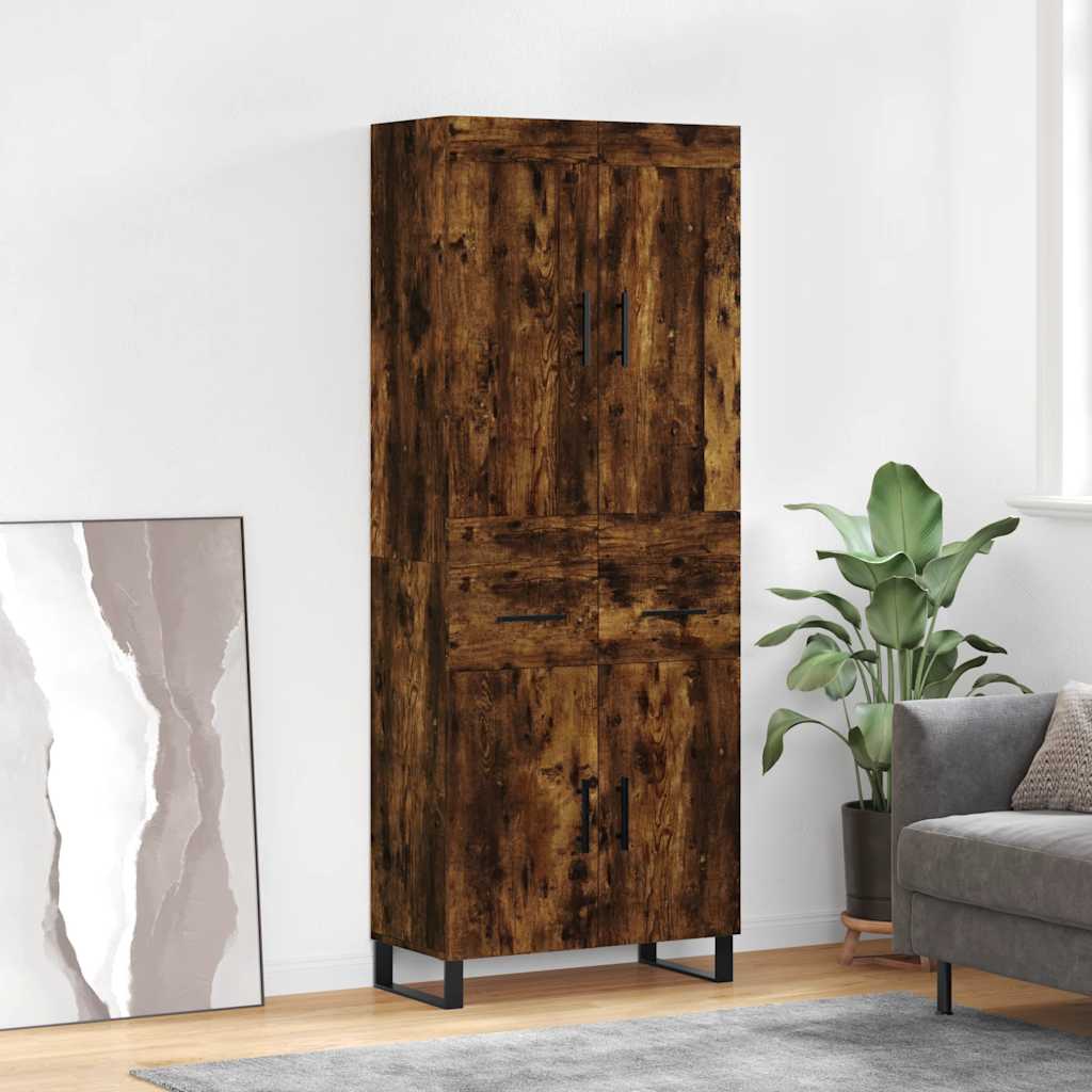 vidaXL Highboard Smoked Oak 69.5x34x180 cm Engineered Wood