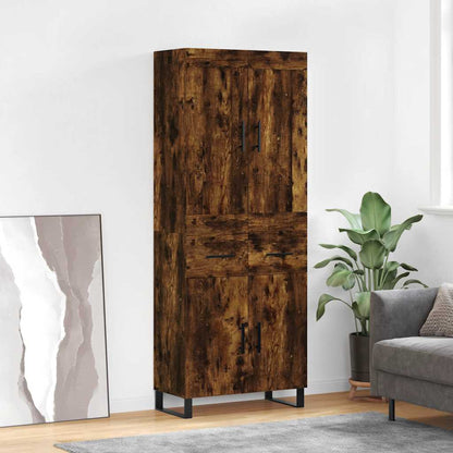 vidaXL Highboard Smoked Oak 69.5x34x180 cm Engineered Wood