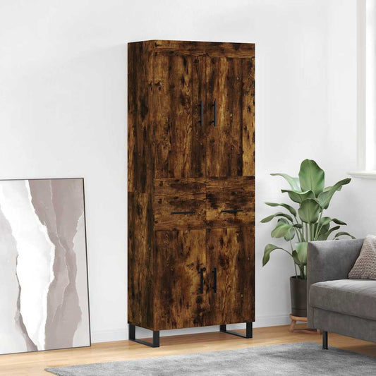 vidaXL Highboard Smoked Oak 69,5x34x180 cm Engineered Wood