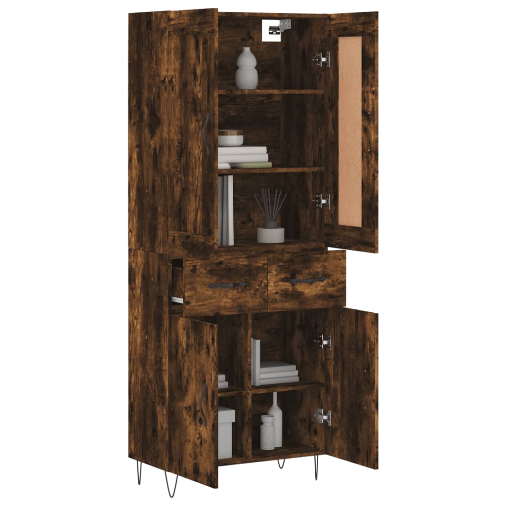vidaXL Highboard Smoked Oak 69.5x34x180 cm Engineered Wood