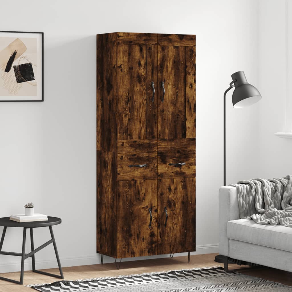 vidaXL Highboard Smoked Oak 69.5x34x180 cm Engineered Wood