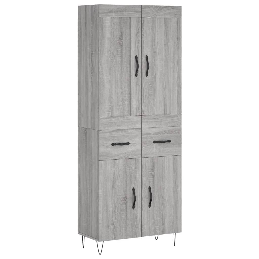 vidaXL Highboard Grey Sonoma 69,5x34x180 cm Engineered Wood