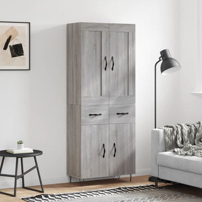 vidaXL Highboard Grey Sonoma 69,5x34x180 cm Engineered Wood