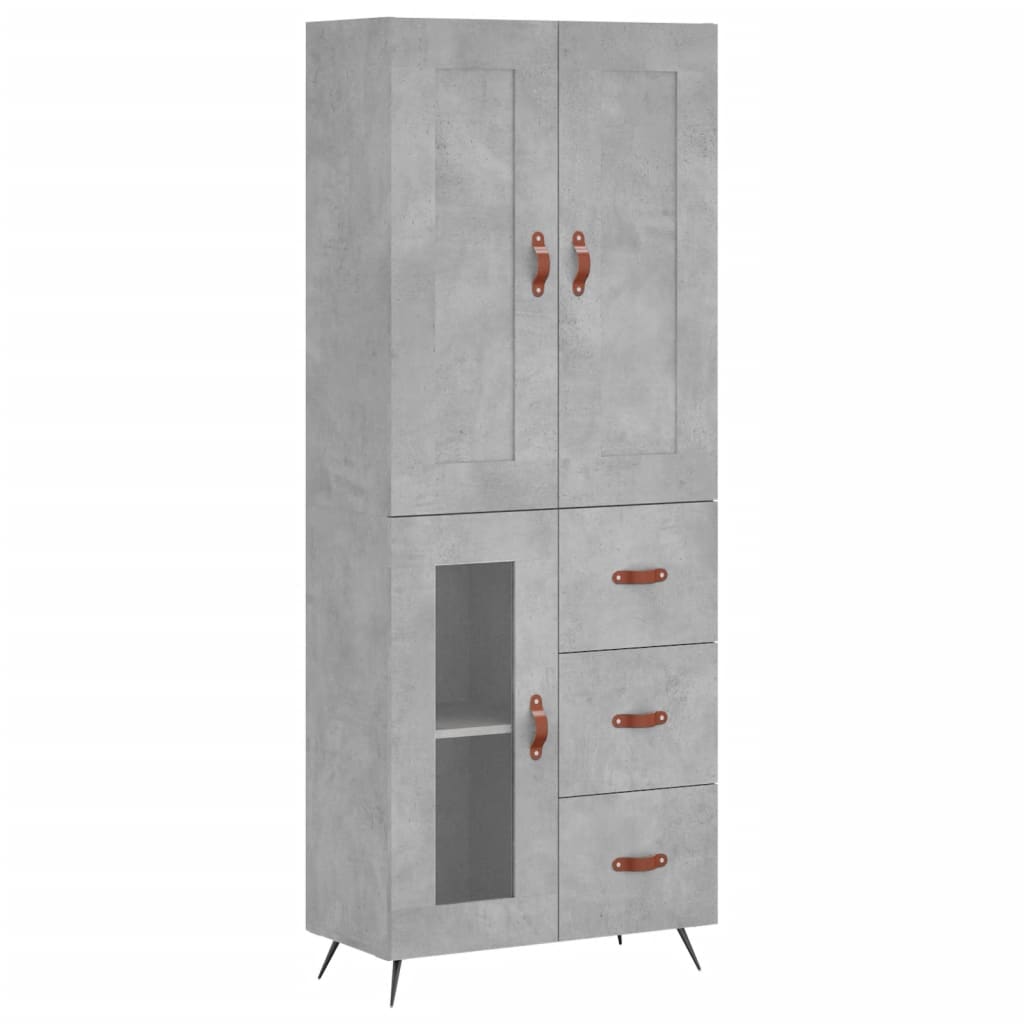 vidaXL Highboard Concrete Grey 69,5x34x180 cm Engineered Wood