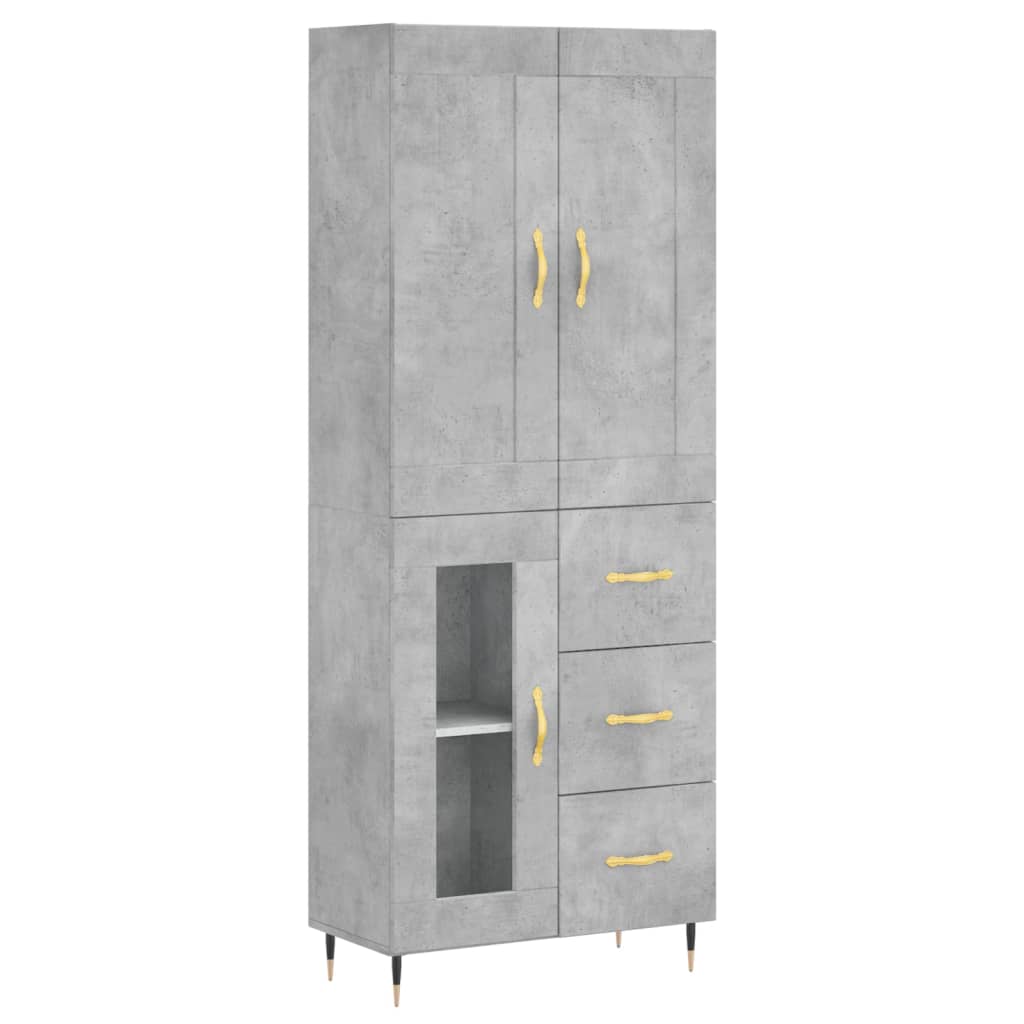 vidaXL Highboard Concrete Grey 69,5x34x180 cm Engineered Wood