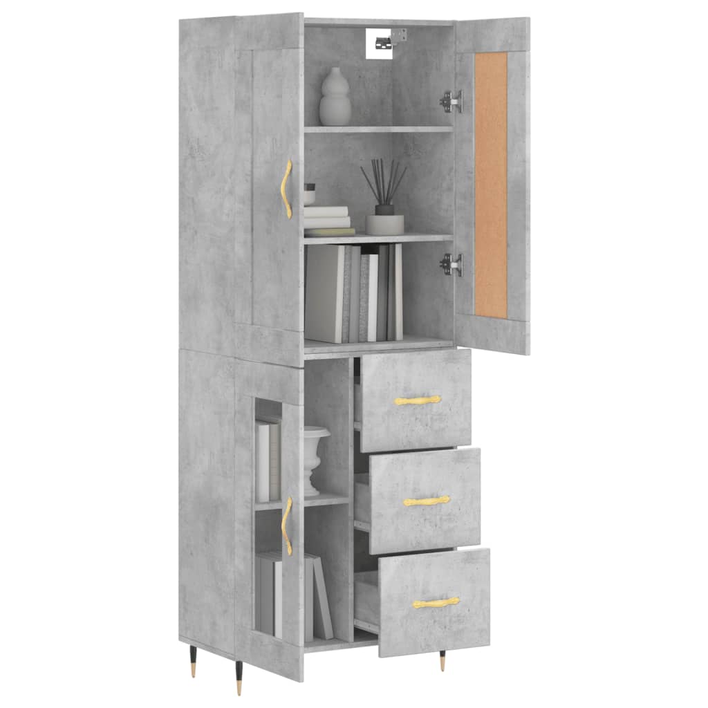 vidaXL Highboard Concrete Grey 69,5x34x180 cm Engineered Wood