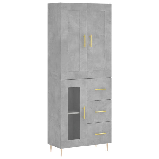 vidaXL Highboard Concrete Grey 69,5x34x180 cm Engineered Wood