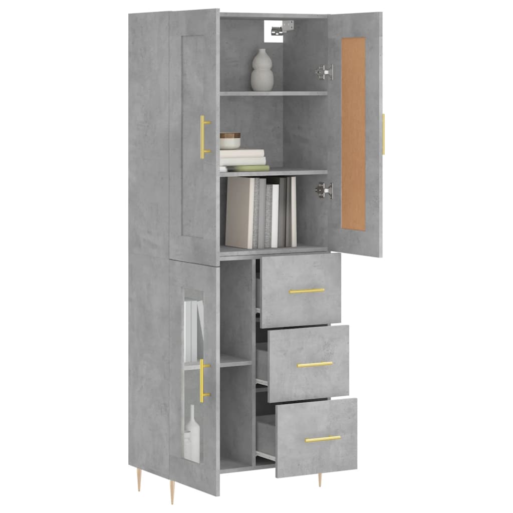 vidaXL Highboard Concrete Grey 69,5x34x180 cm Engineered Wood