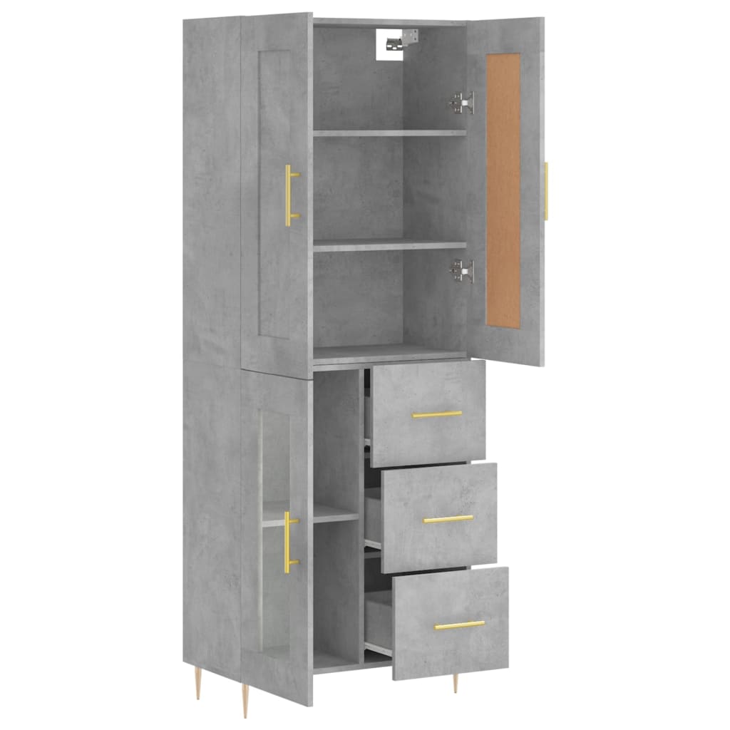 vidaXL Highboard Concrete Grey 69,5x34x180 cm Engineered Wood