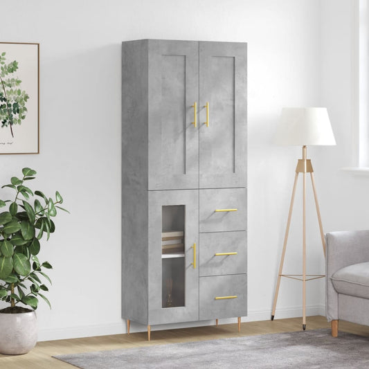 vidaXL Highboard Concrete Grey 69,5x34x180 cm Engineered Wood