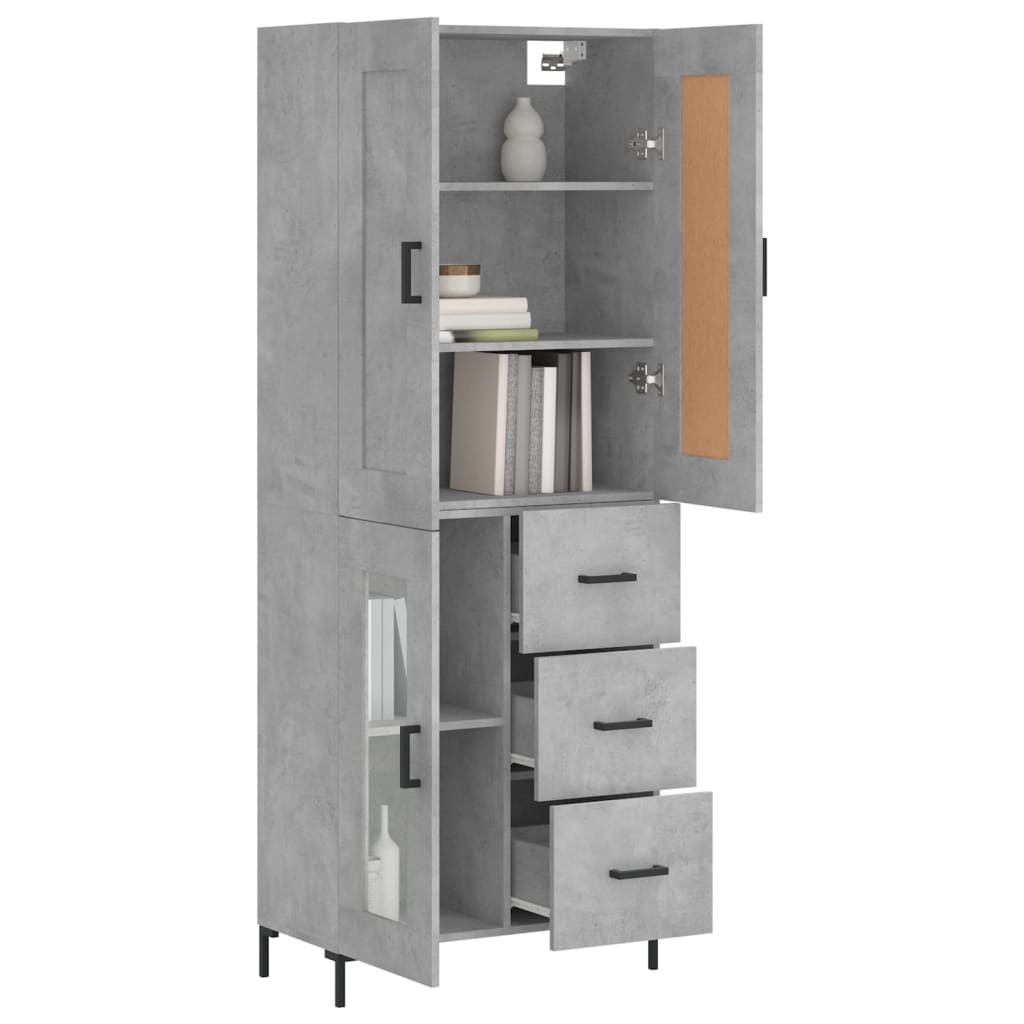 vidaXL Highboard Concrete Grey 69,5x34x180 cm Engineered Wood