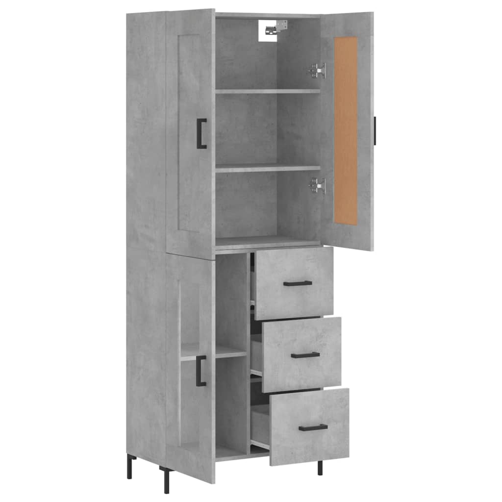 vidaXL Highboard Concrete Grey 69,5x34x180 cm Engineered Wood
