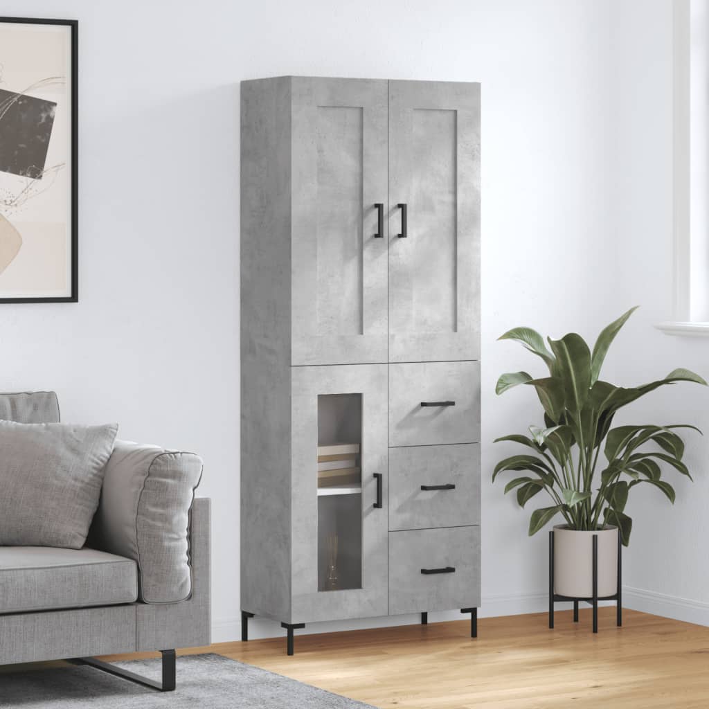 vidaXL Highboard Concrete Grey 69,5x34x180 cm Engineered Wood