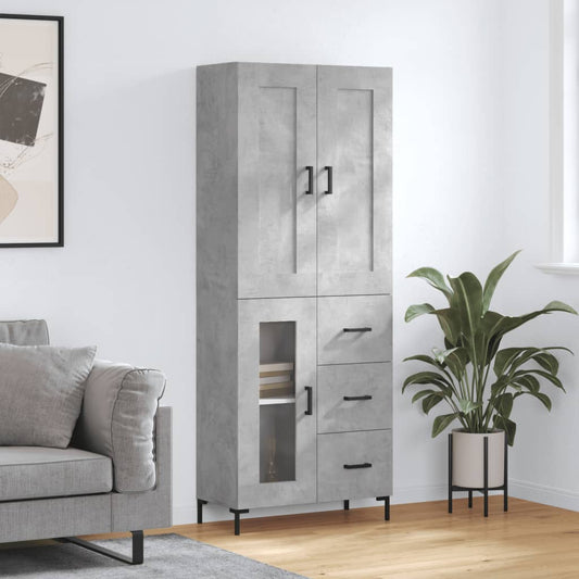 vidaXL Highboard Concrete Grey 69,5x34x180 cm Engineered Wood