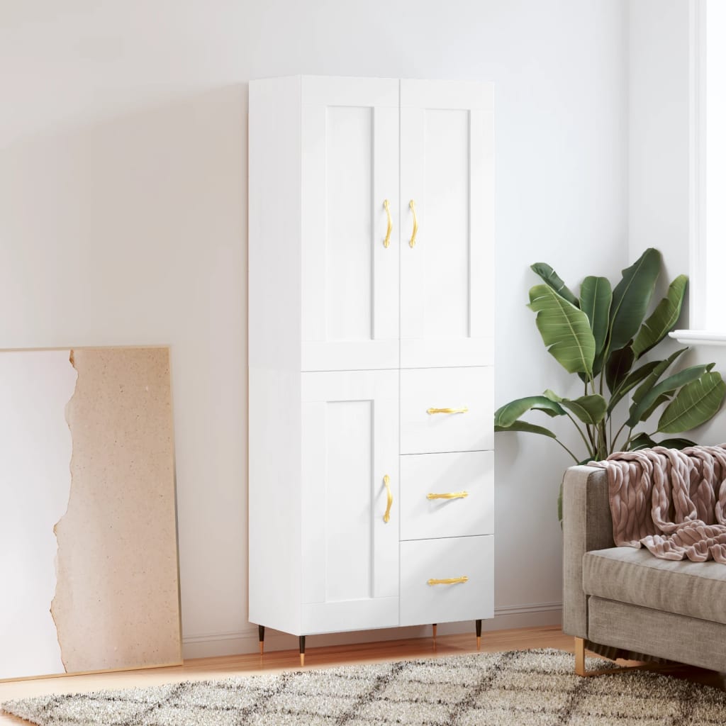 vidaXL Highboard White 69,5x34x180 cm Engineered Wood