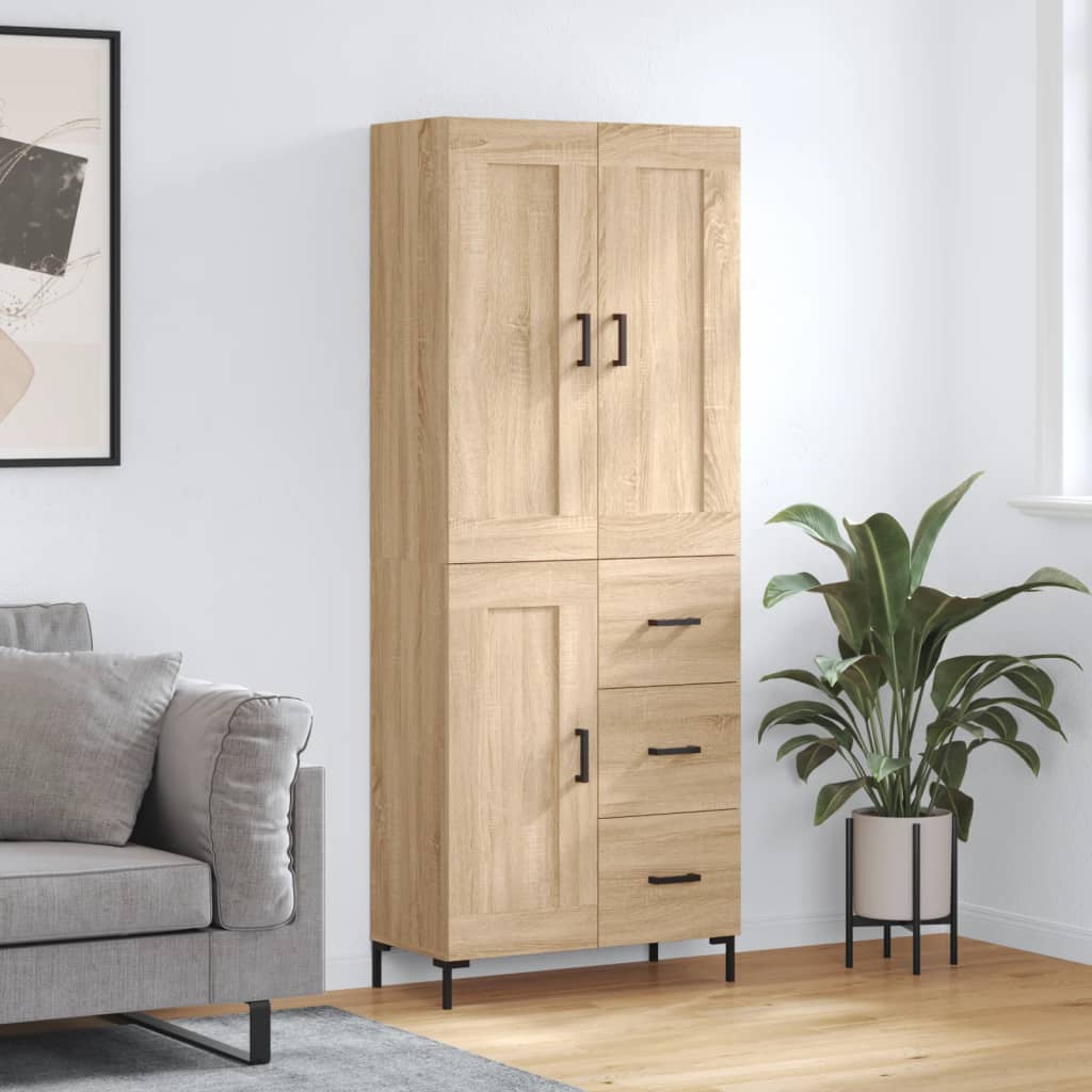 vidaXL Highboard Sonoma Oak 69,5x34x180 cm Engineered Wood