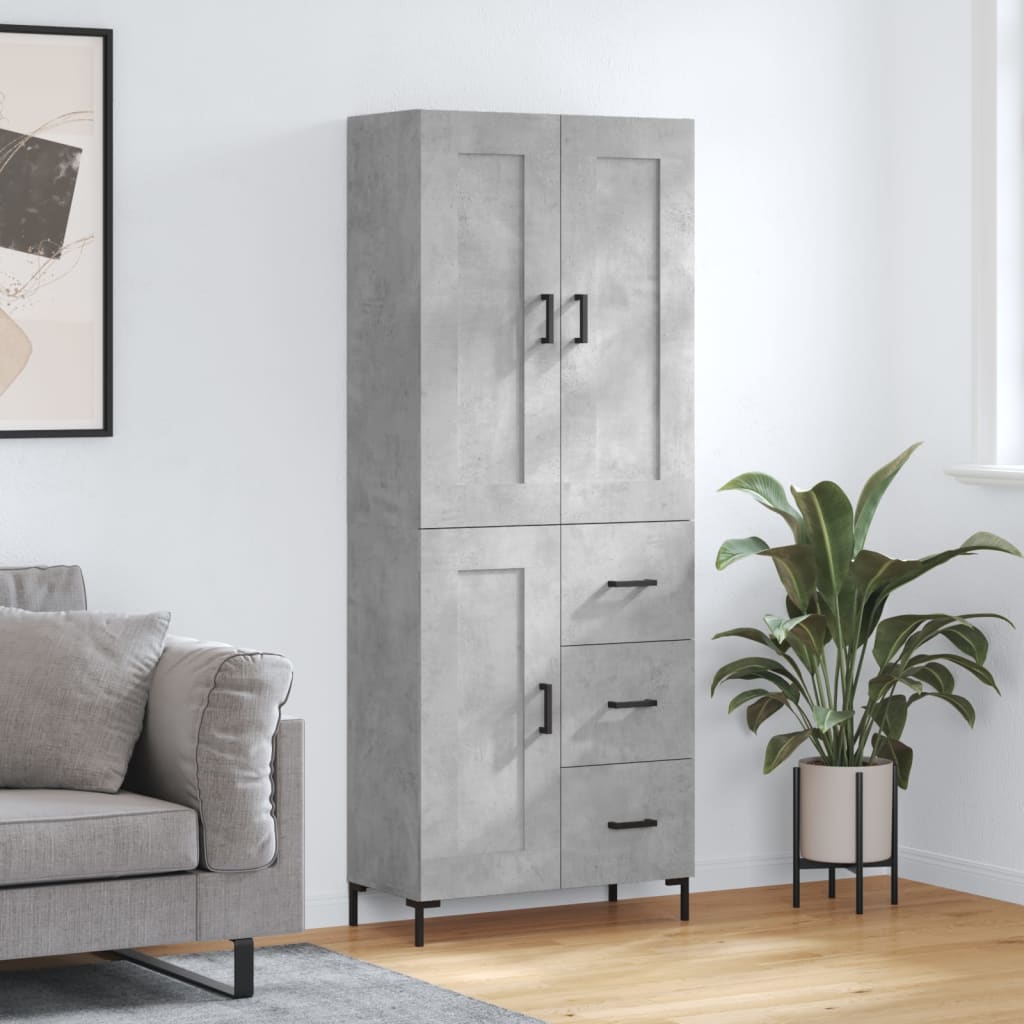 vidaXL Highboard Concrete Grey 69,5x34x180 cm Engineered Wood