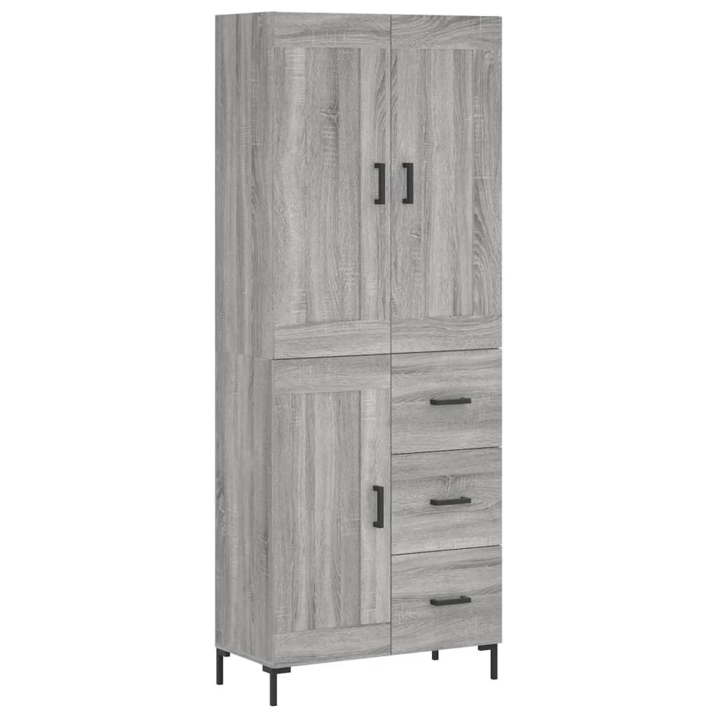 vidaXL Highboard Grey Sonoma 69,5x34x180 cm Engineered Wood