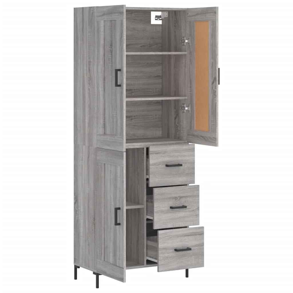vidaXL Highboard Grey Sonoma 69,5x34x180 cm Engineered Wood