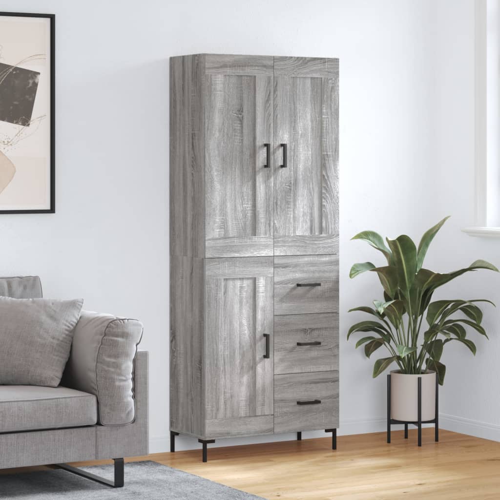 vidaXL Highboard Grey Sonoma 69,5x34x180 cm Engineered Wood