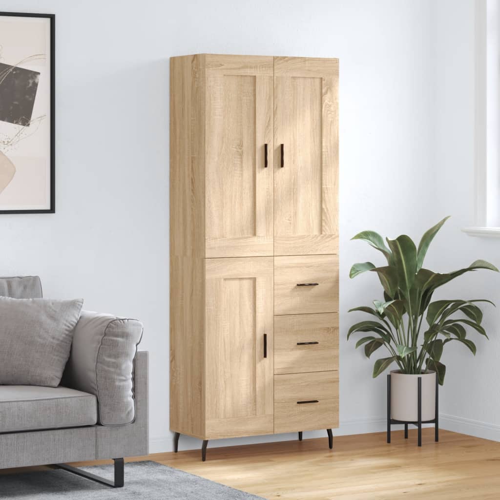 vidaXL Highboard Sonoma Oak 69.5x34x180 cm Engineered Wood