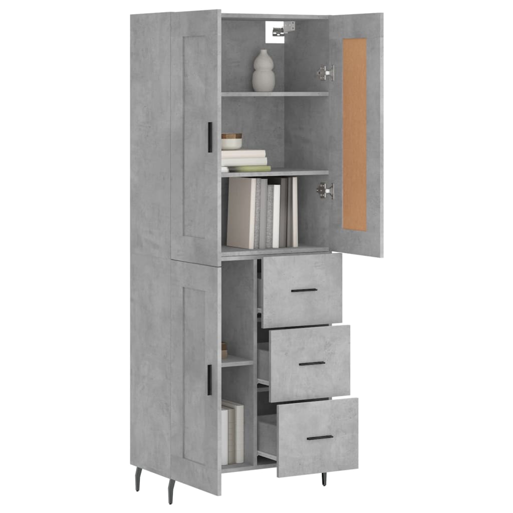 vidaXL Highboard Concrete Grey 69,5x34x180 cm Engineered Wood