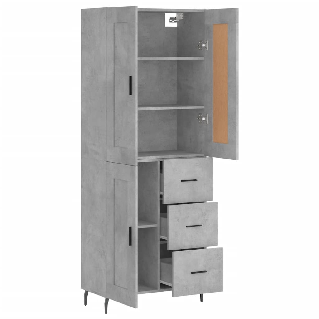 vidaXL Highboard Concrete Grey 69,5x34x180 cm Engineered Wood