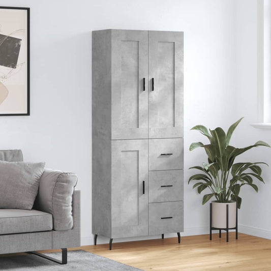 vidaXL Highboard Concrete Grey 69,5x34x180 cm Engineered Wood