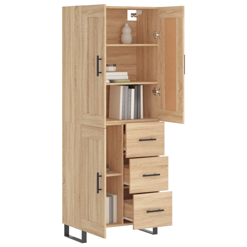 vidaXL Highboard Sonoma Oak 69.5x34x180 cm Engineered Wood