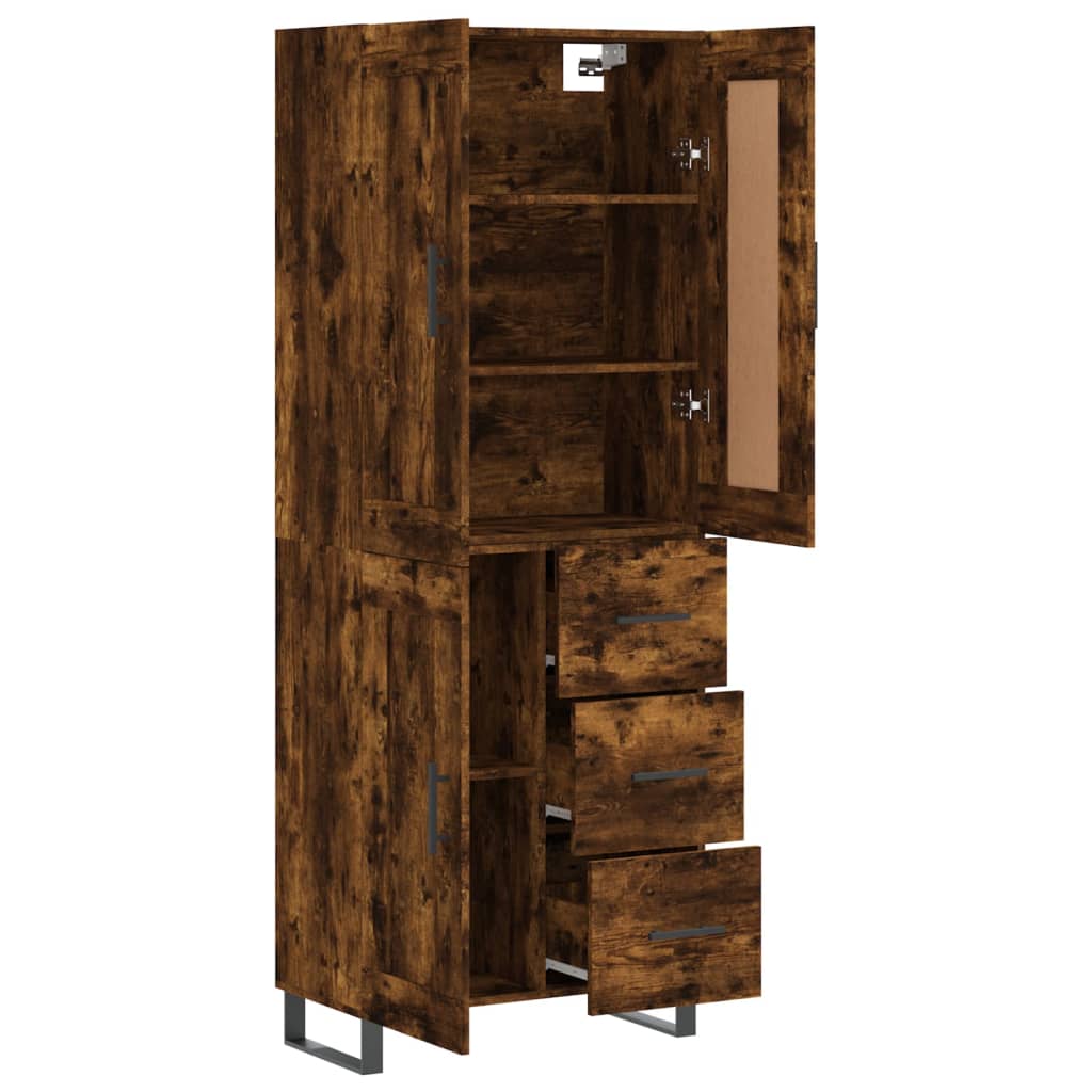 vidaXL Highboard Smoked Oak 69.5x34x180 cm Engineered Wood