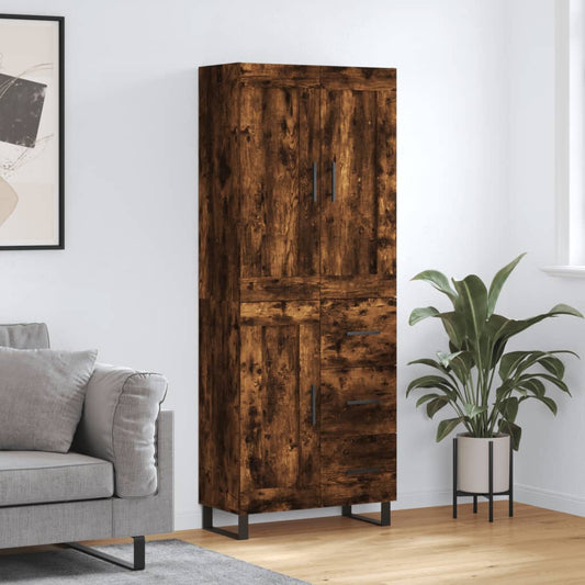 vidaXL Highboard Smoked Oak 69,5x34x180 cm Engineered Wood