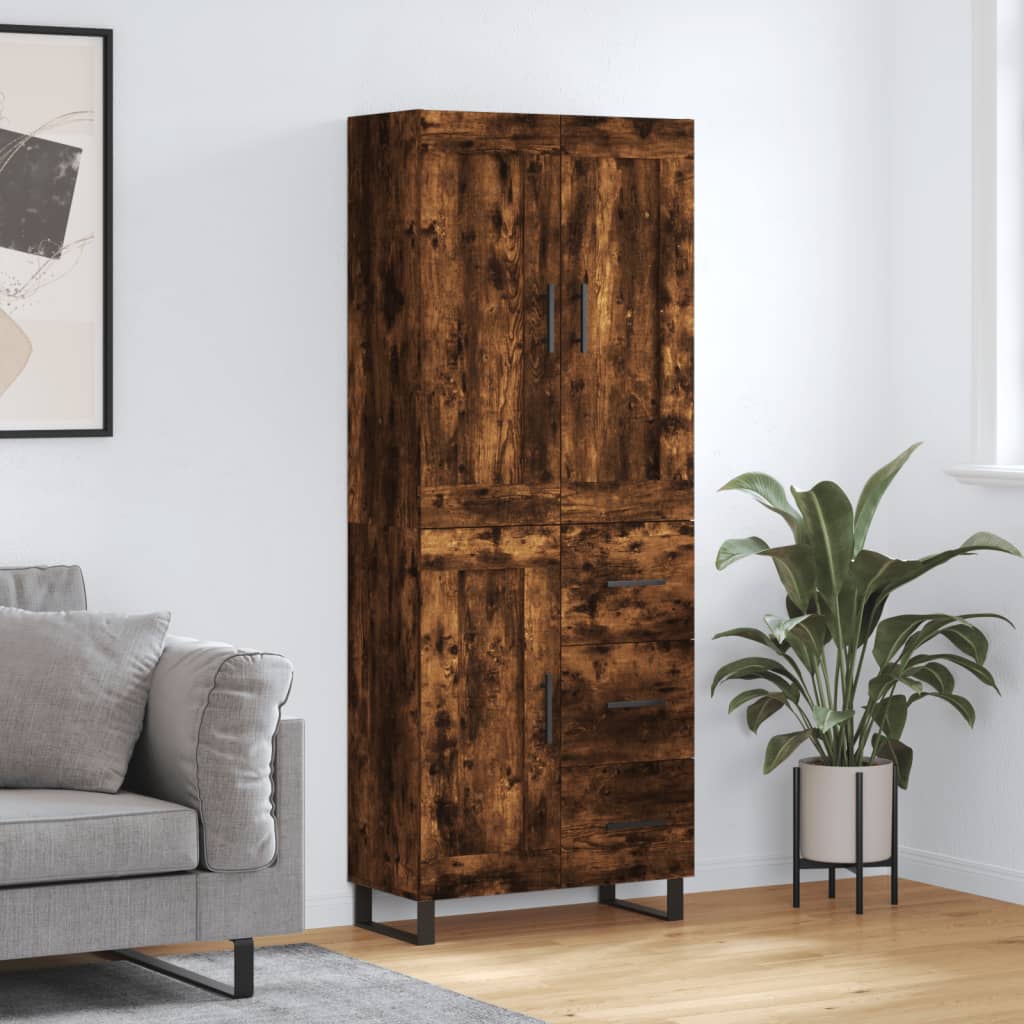 vidaXL Highboard Smoked Oak 69,5x34x180 cm Engineered Wood