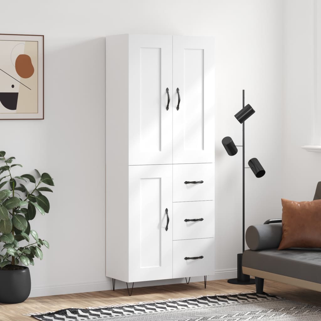 vidaXL Highboard White 69,5x34x180 cm Engineered Wood
