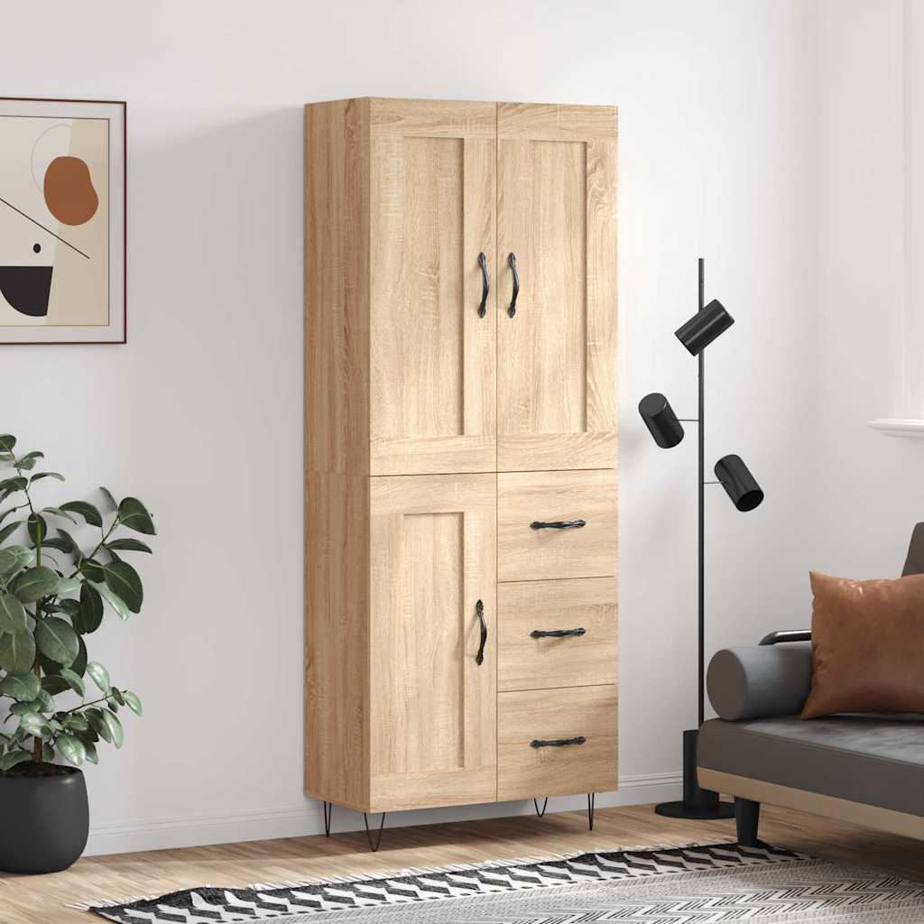 vidaXL Highboard Sonoma Oak 69,5x34x180 cm Engineered Wood