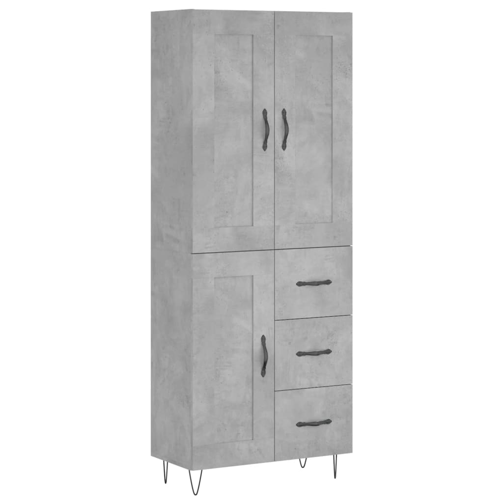 vidaXL Highboard Concrete Grey 69,5x34x180 cm Engineered Wood