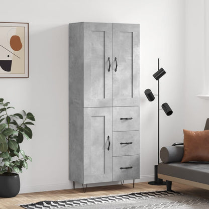 vidaXL Highboard Concrete Grey 69,5x34x180 cm Engineered Wood