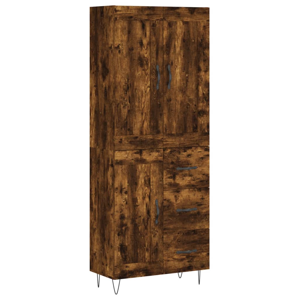 vidaXL Highboard Smoked Oak 69,5x34x180 cm Engineered Wood